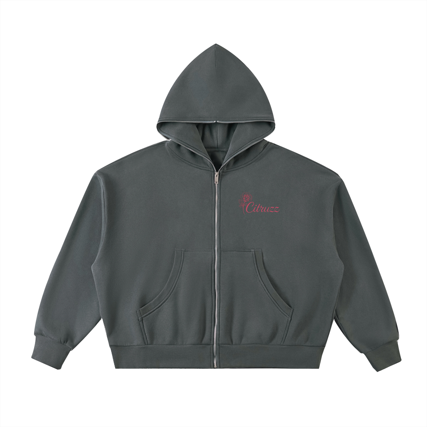Full Zip Up Rose Hoodie
